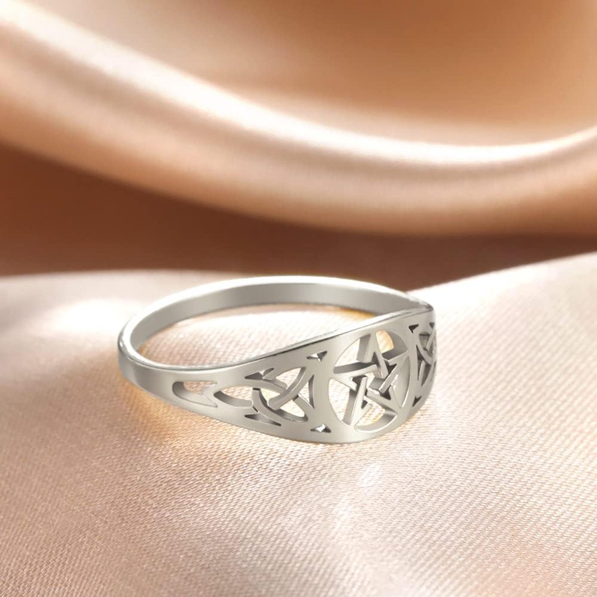 Ierse knoop Keltische sterrenring voor vrouwen bovennatuurlijk pentagram Wicca amulet paar ringen Hamsa Fatima Hand Ring Vintage religie amulet roestvrij staal sieraden geschenken
