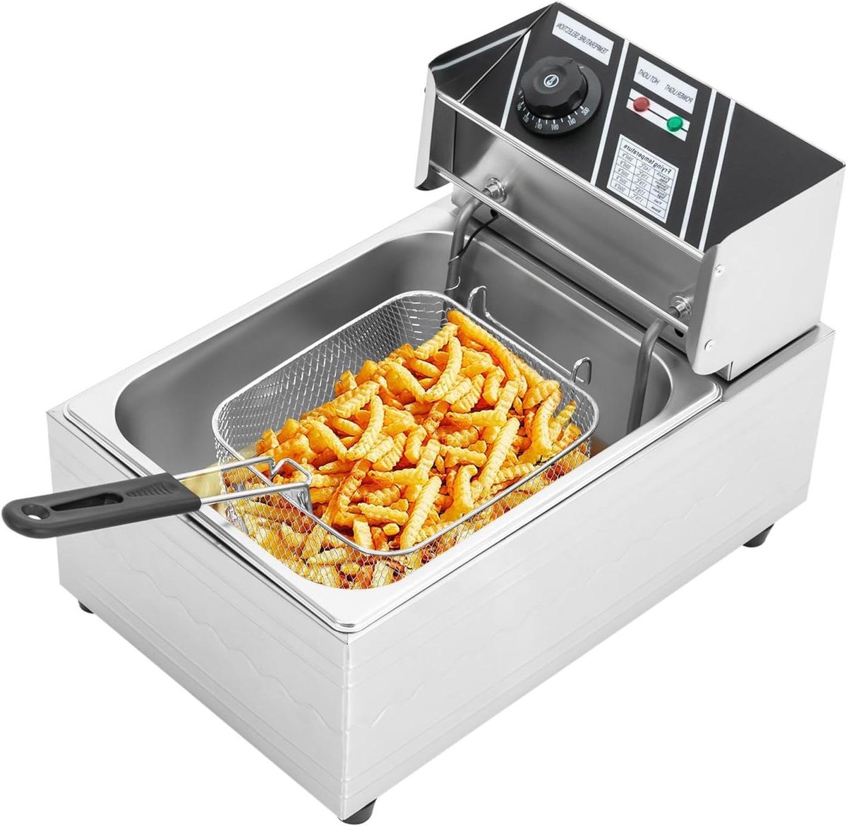 Elektrische Frituurpan - Friteuse Roestvrij Staal - Professioneel Frituren - Snelle Opwarming - 6 Liter - Zilver