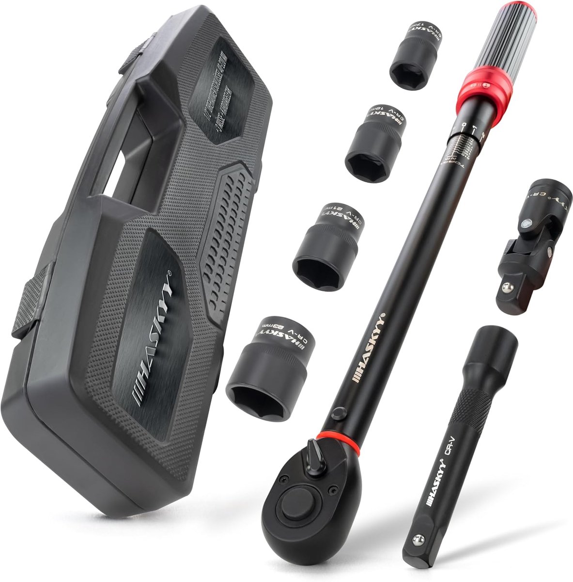 Momentsleutel 12,7 mm 40-220 Nm - 17/19/21/23 mm steeksleutels - universele koppeling - ideaal voor motor en auto - ShopVlot