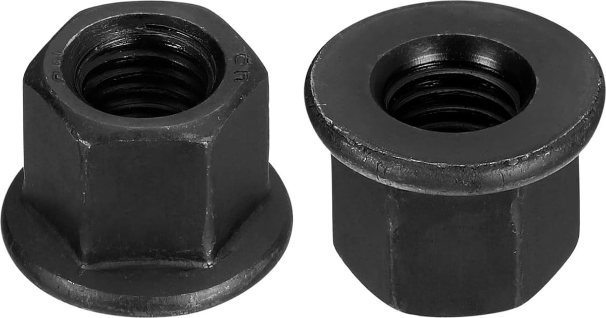 2 stuks M12 flens zeskant slot moeren graad 12,9 koolstofstaal zwart geoxideerd zeskantige flens moer voor machines