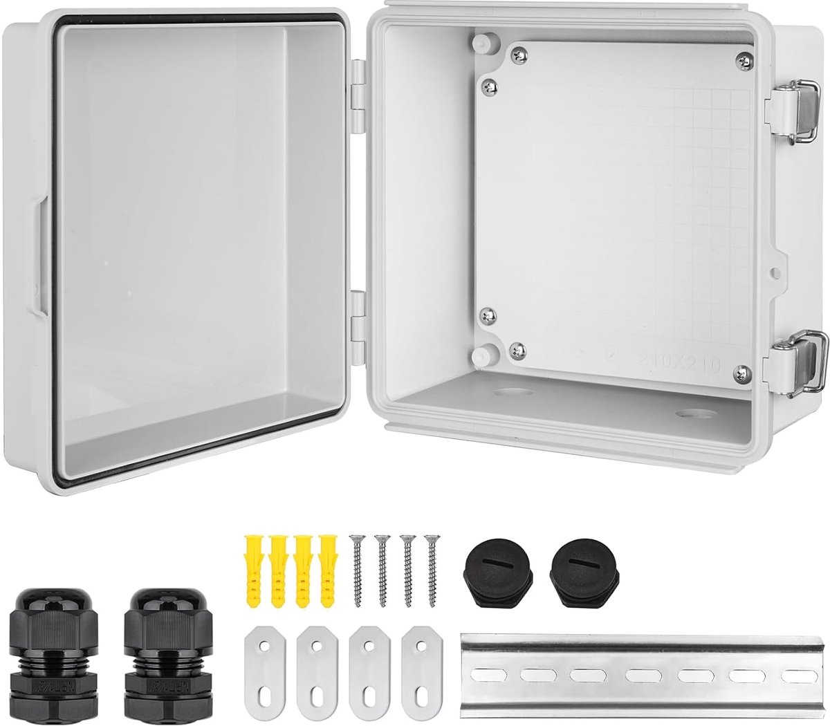 opbouw, verdeelderkast, industriële behuizing, schakelkast, IP66 elektrische aansluitdoos, verdeeldoos voor buiten, waterdicht, aansluitdoos 210 × 210 × 130 mm