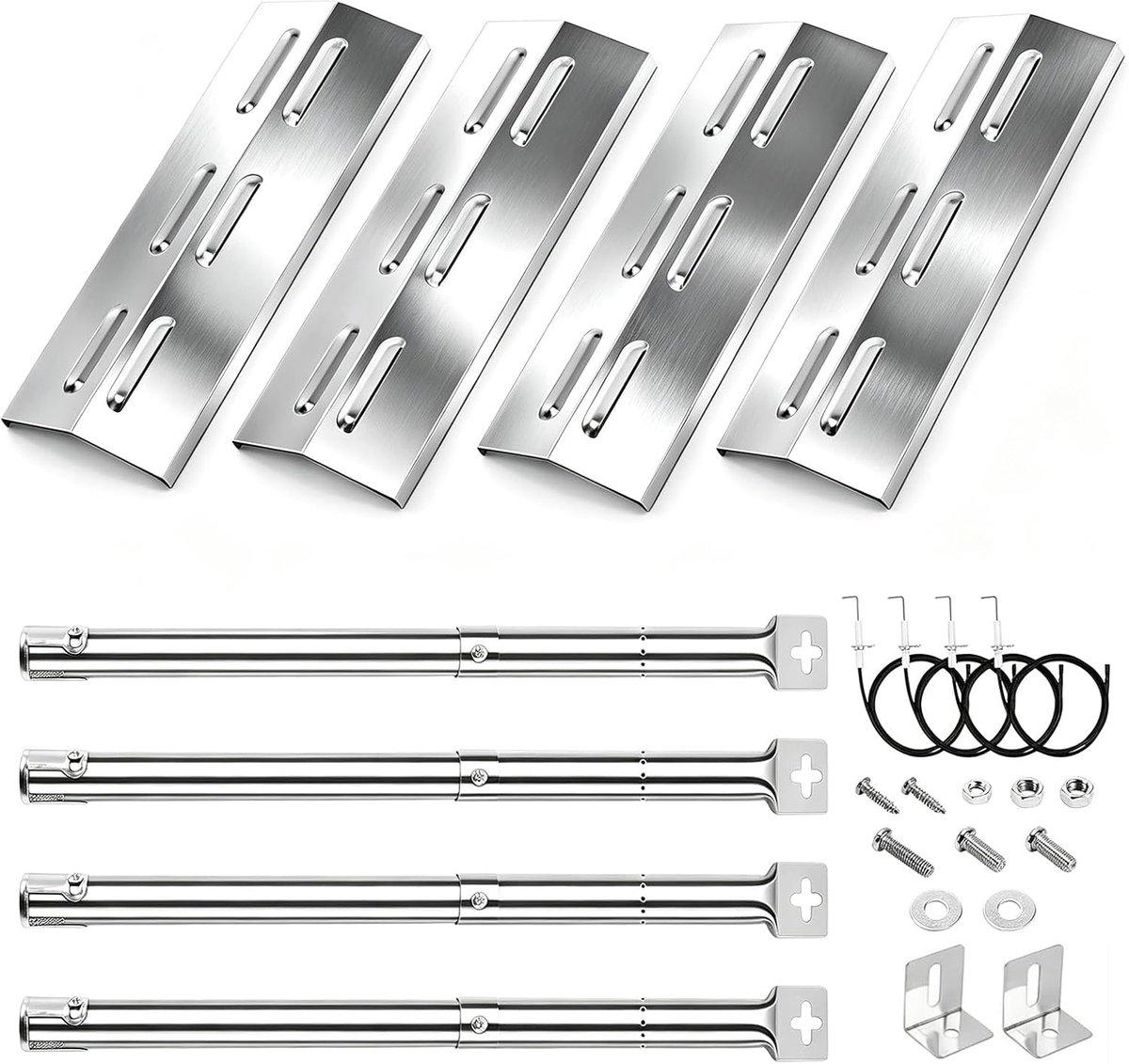 36,5x12cm RVS Universele Brander Deksel Verwarming Plaat Brander Onderdelen voor Enders Chicago 3, Enders Boston Pro 3K, Enders Boston 6 Kr Turbo, Tepro 3561, Barbecook Brahma 4.0, 4 stuks