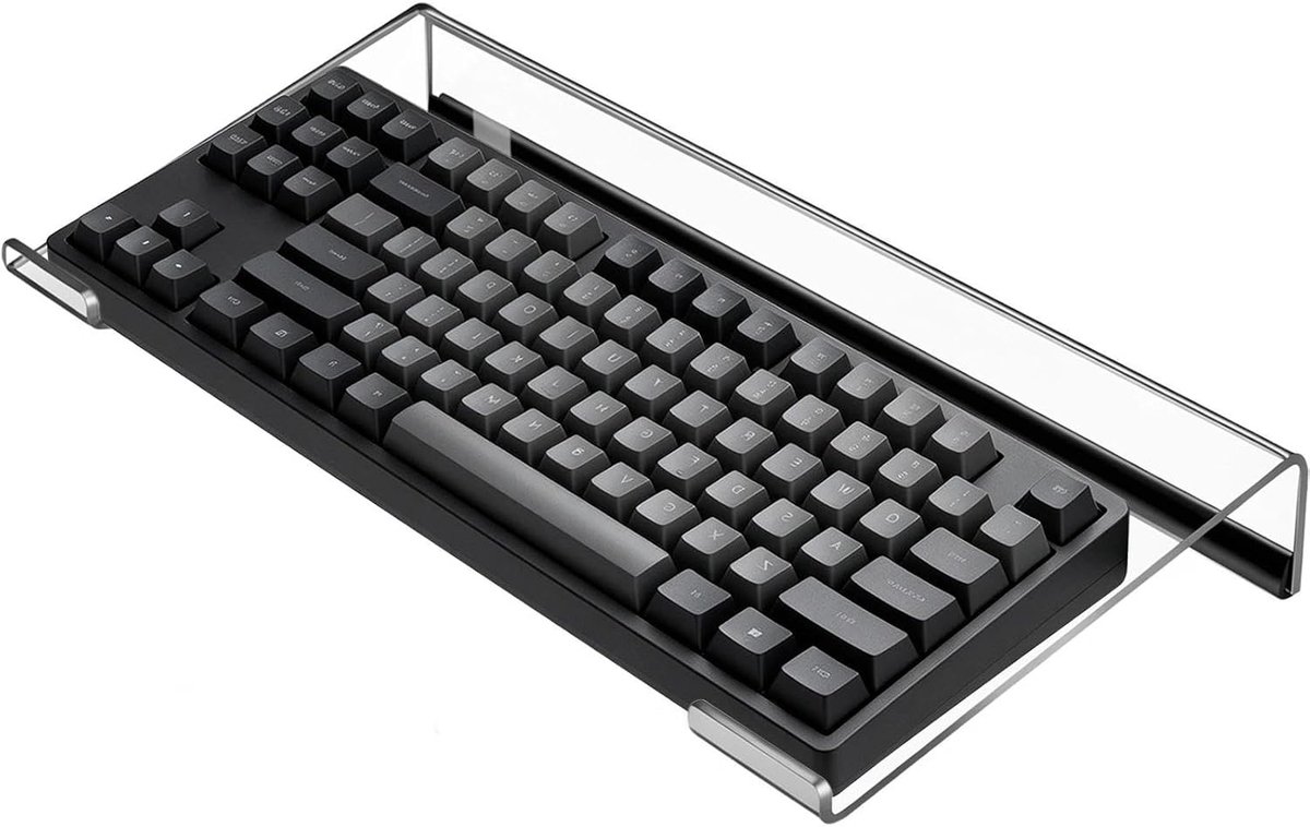 Compacte acryl toetsenbordstandaard 30 x 13 cm – ergonomisch hellende, transparante mini-toetsenbordplank voor 78 toetsen en compacte toetsenborden, antislip