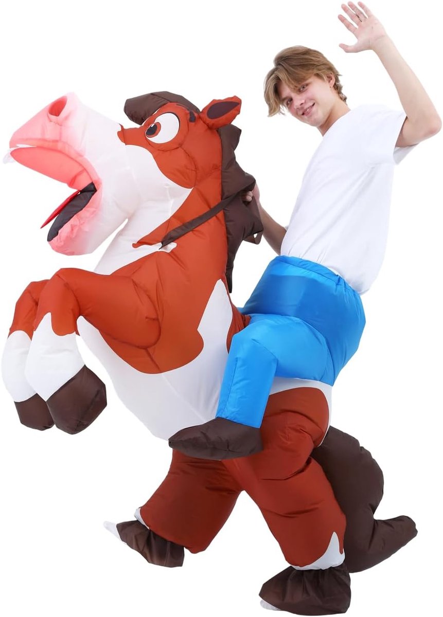 paardenkostuum volwassen opblaasbare cowboykostuums volwassenen rijden op opblaaskostuums voor vrouwen mannen opblaasbare fancy grappig pak voor Halloween Kerstmis carnaval feest