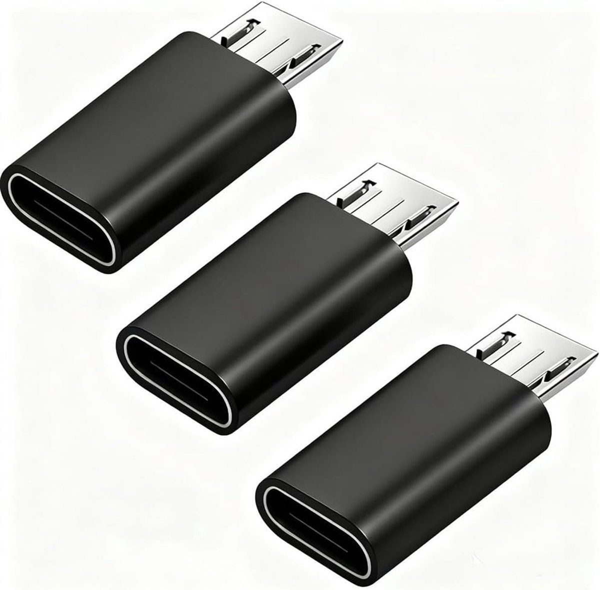 USB-C naar Micro USB-adapter [3 stuks] USB type C female op Micro USB mannelijk opladen (zwart)