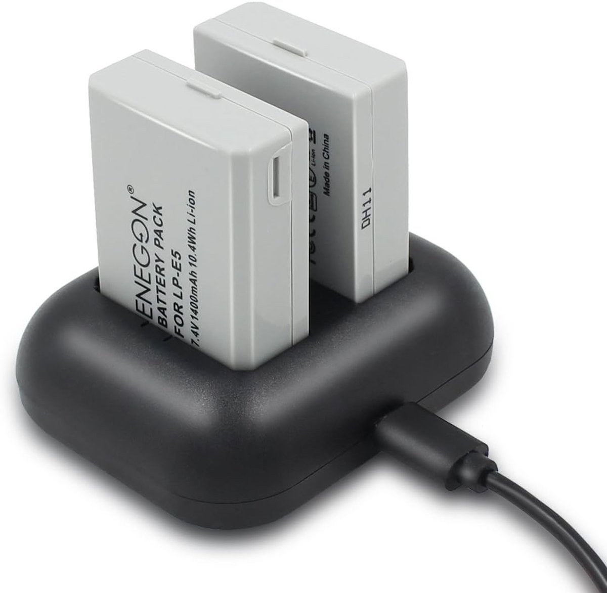 Vervangende Batterij en Snelle USB Oplader voor Canon LP-E5, Geschikt voor EOS Rebel XS, T1i, XSi, 1000D, 500D, 450D, Kiss X3, Kiss X2, Kiss F - Duurzaam en Betrouwbaar