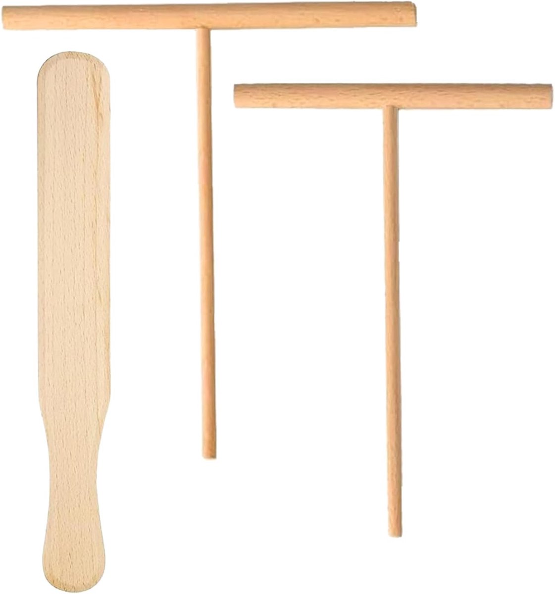 Set van 3 pannenkoekenverdelers, 2 T-deegverdelers (12/18 cm) en 1 deegspatel, platte pannenkoekenspatel, gemakkelijk te reinigen, deegverdeler voor accessoires, schuiver, bakgereedschap