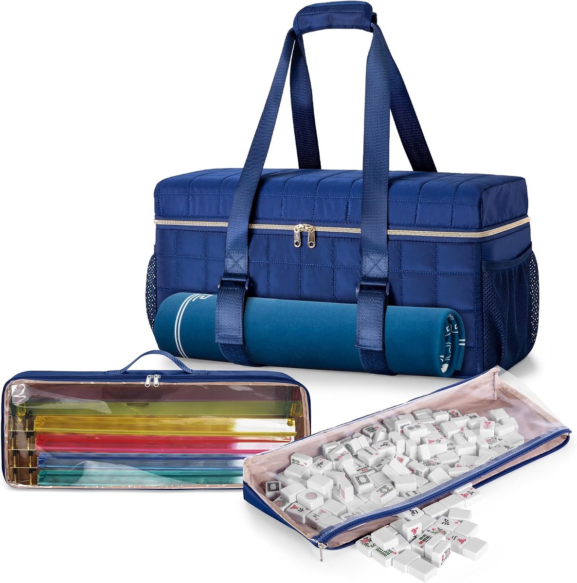 Mahjong Opbergtas voor op reis, Donkerblauw, Tas Organizer