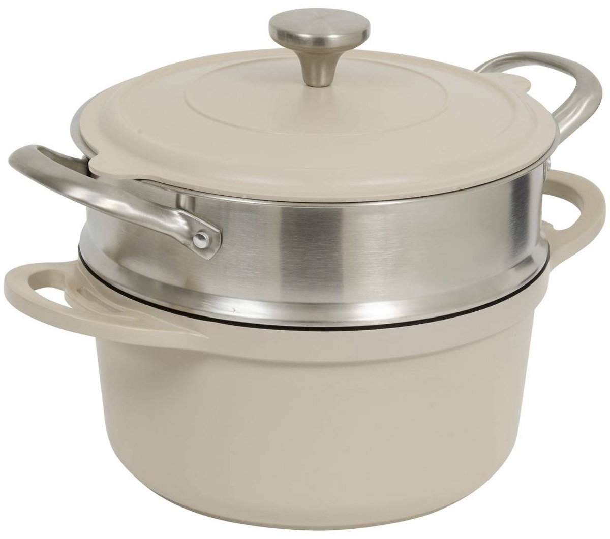 Kookpan van 24 cm van gegoten aluminium met stoommandje ALURO