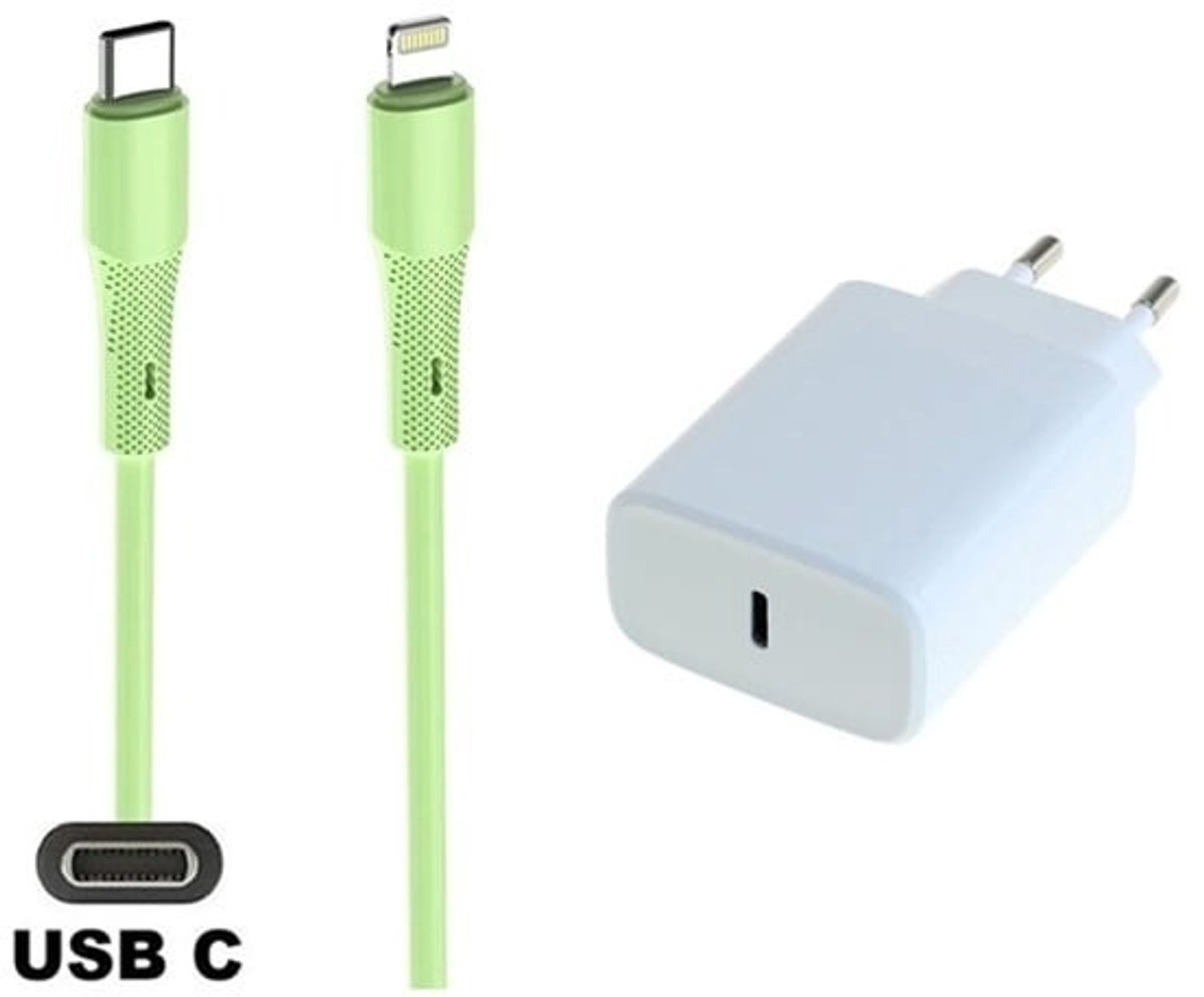 OneOne 25W super snellader en screenprotector van glas voor iPhone 13 Pro Max en iPhone 14 Plus + 1,0m USB C naar Lightning kabel. PD lader. Universele oplader adapter. Glazen screenprotector past op Apple iPhone 13 Pro Max & iPhone 14 Plus
