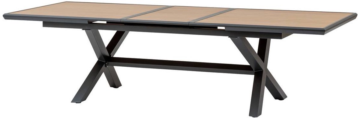 Uitschuifbare tuintafel voor 10 personen van aluminium met houtlook AXIOME