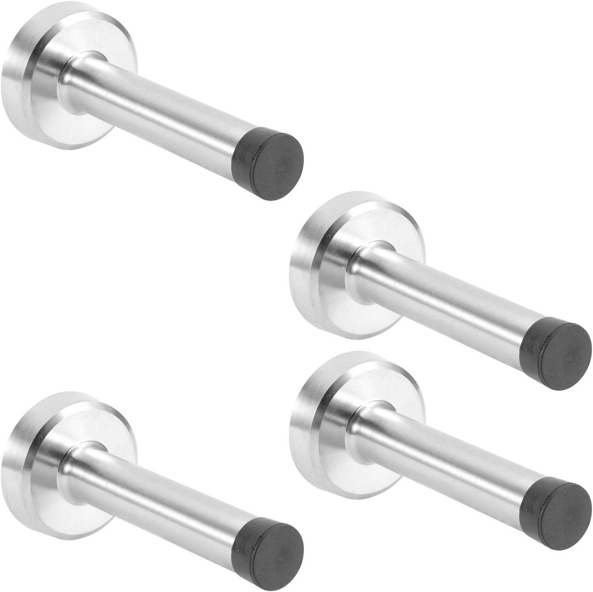 Deurstopper Set - Deurvastzetter Muurbeschermer - Deuren Beschermen - Verdikte Basis - 4 Stuks - Zilverkleurig