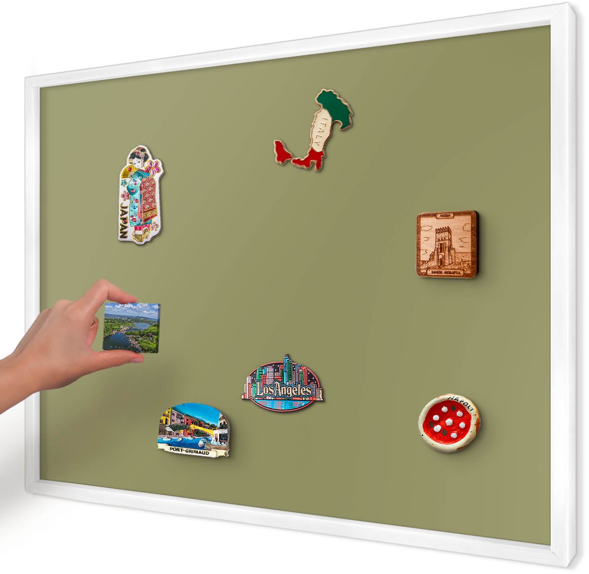 Artprintcave Geel Magneetbord mit Witte Lijst - 70x50 cm - Groen Gras Wandbord Magnetisch - Minimalist Magneetbord Voor Foto's - Achtergronden En Patronen