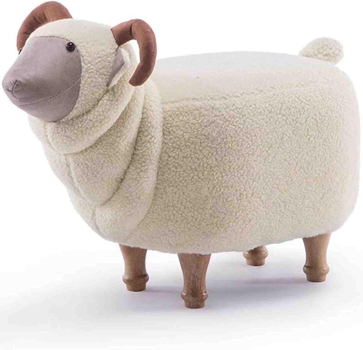 Dieren Voetenbank - Poef met Opbergruimte - Schoenen Wisselen - Draagtas Functie - 68x50x35cm - Wit