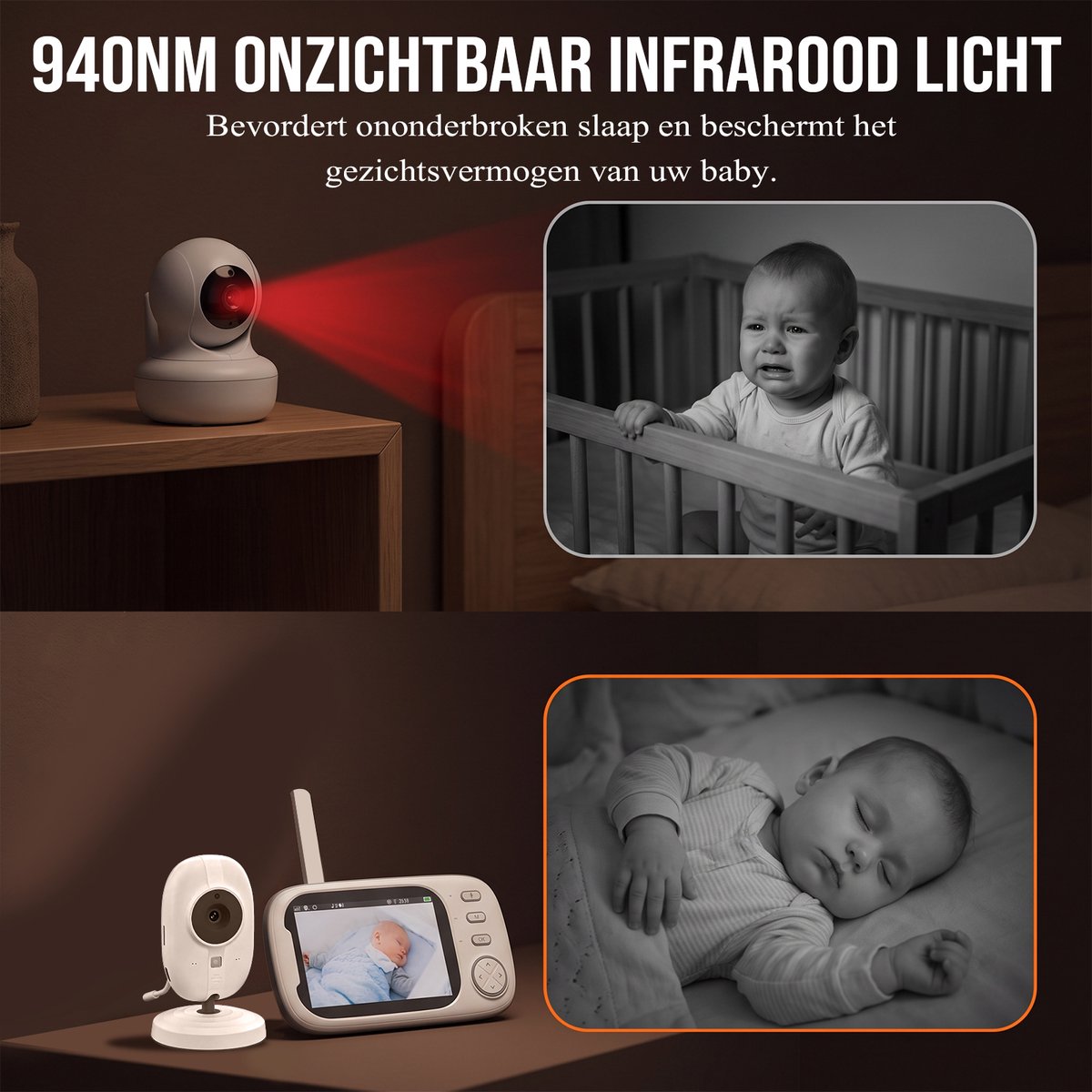 Fokelyi Babyfoon Met Camera - 3.5 Inch Baby Monitor Met Voeding Herinnering En 2000mAh thumbnail 2
