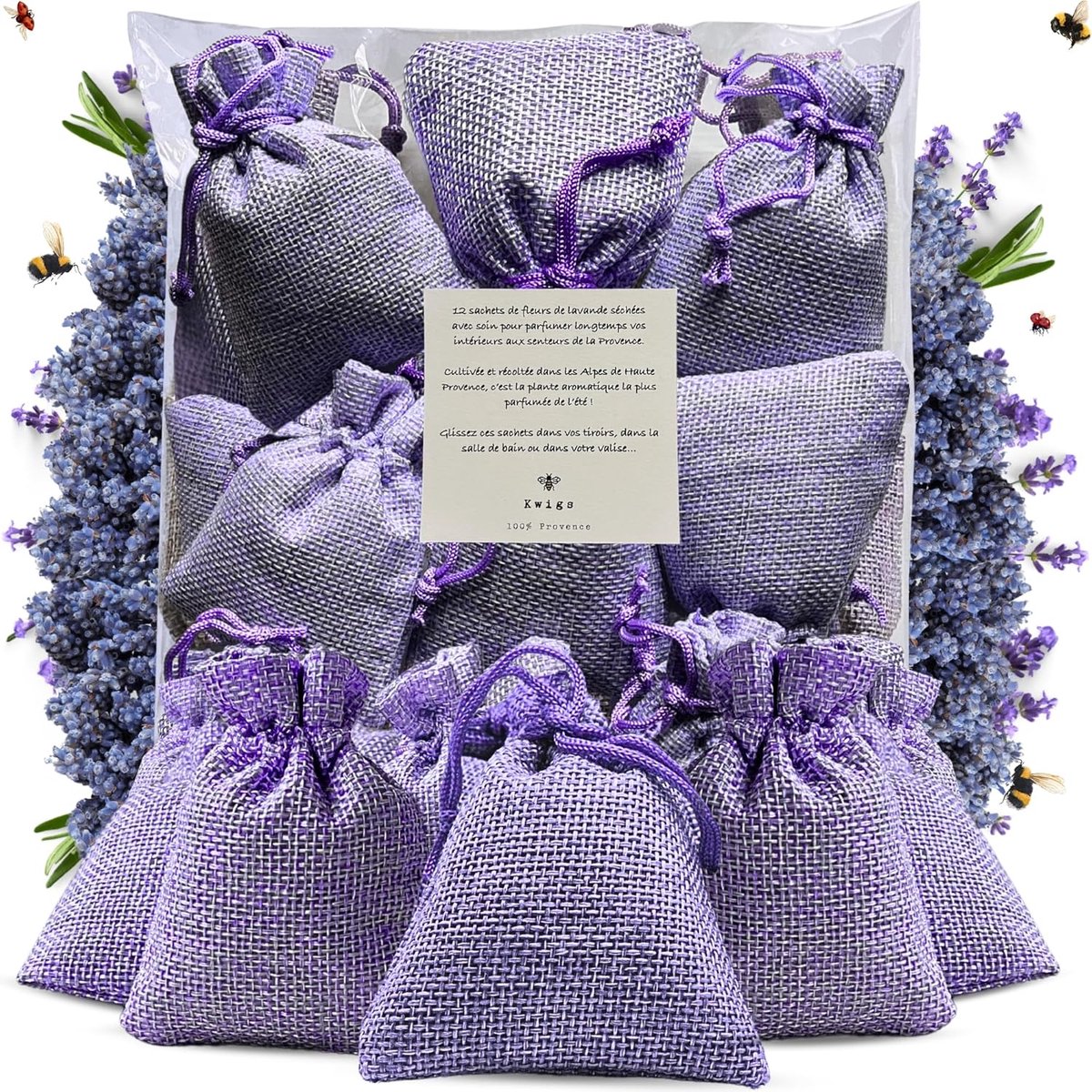Lavendel geurzakjes - 12 geurzakjes - Jute - Ideaal voor kast en linnengoed - ShopVlot
