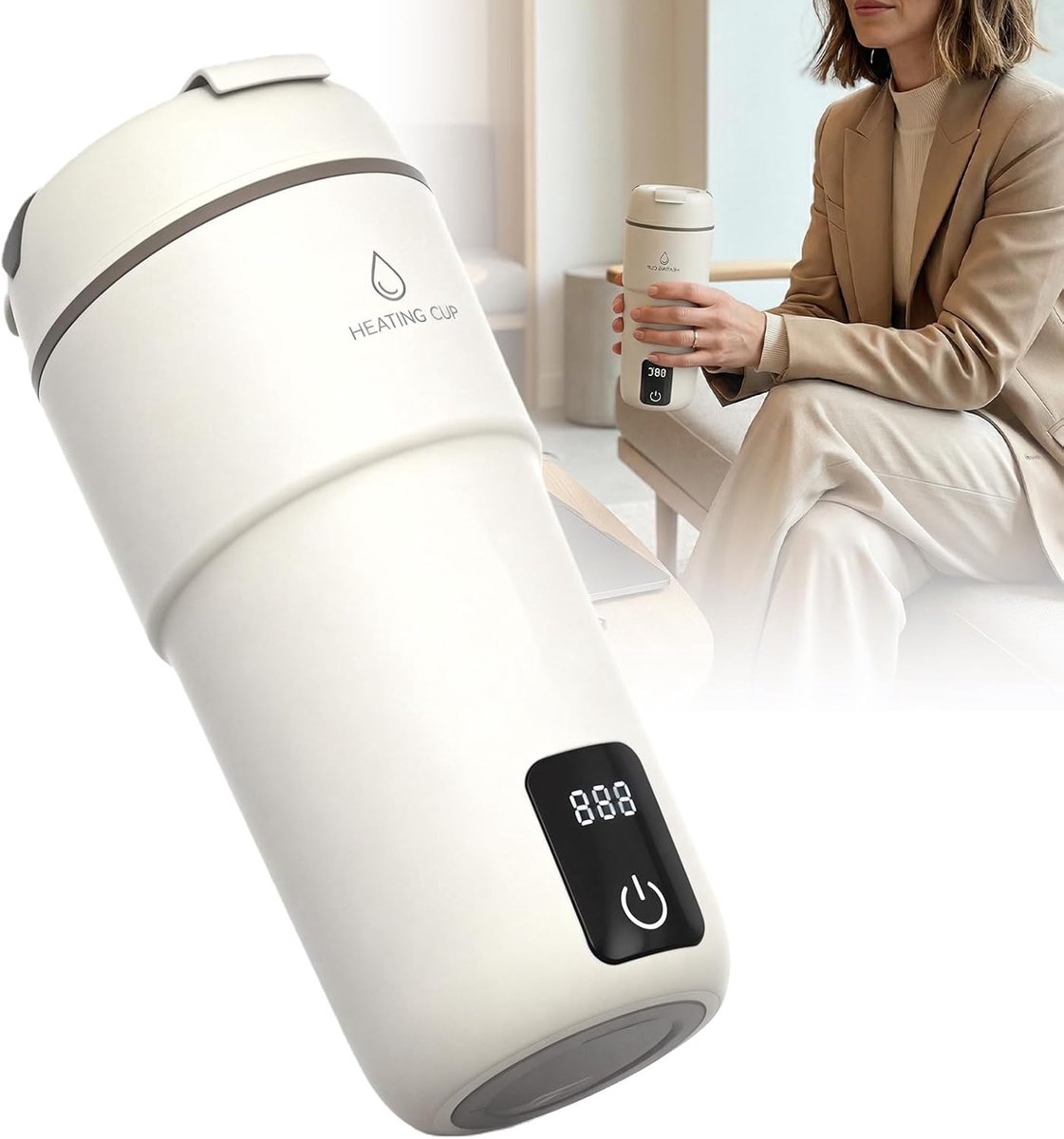 Waterkoker 350 ml - wit - roestvrij staal - ideale reiswaterkoker voor onderweg - ShopVlot