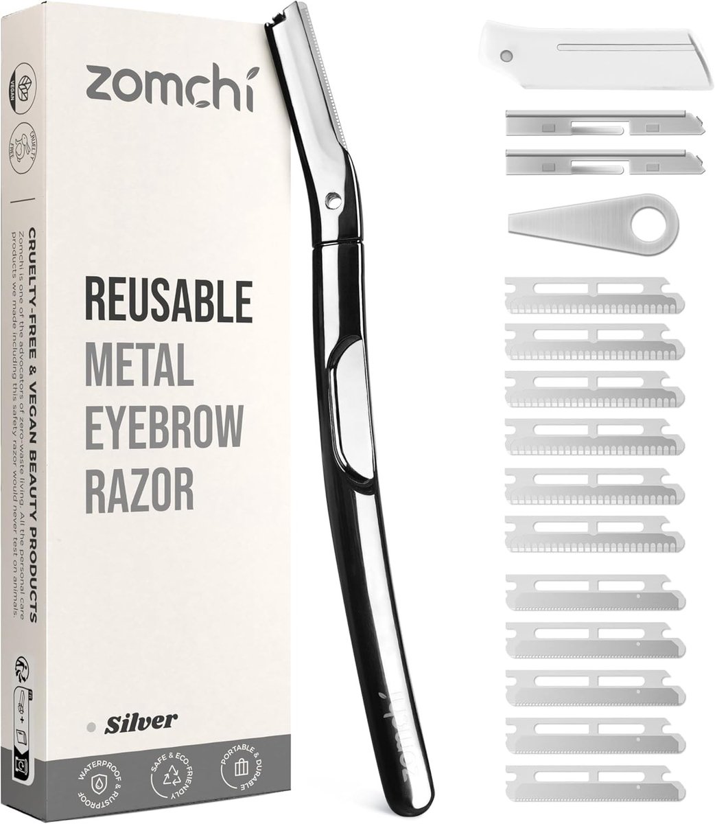 Dermaplaning Scheermes - Roestvrijstaal - Wenkbrauwen & Gezichtshaartjes - Inclusief 11 Reservemesjes - Voor Thuisgebruik