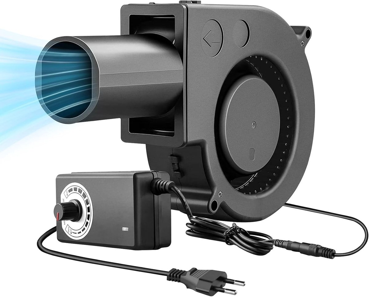 Radiaalventilator - Zwart - Toerentalregelaar - 5500 RPM Krachtig - Voor Huishoudelijke Apparaten en Verwarmingstoestellen