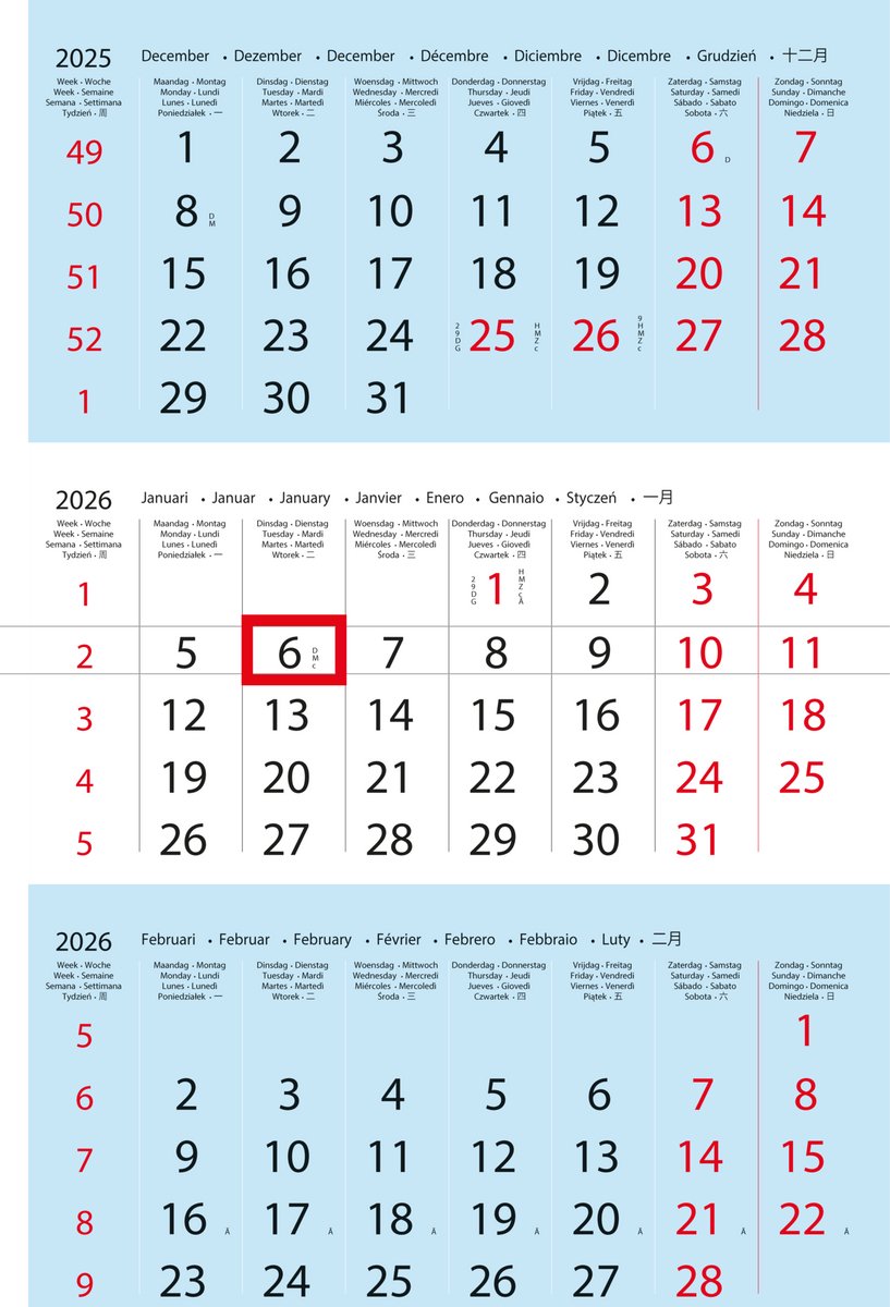 Castelli - driemaandkalender 2027 - 3 maanden in 1 blik - met datumschuif - (groot formaat) - neutrale uitvoering