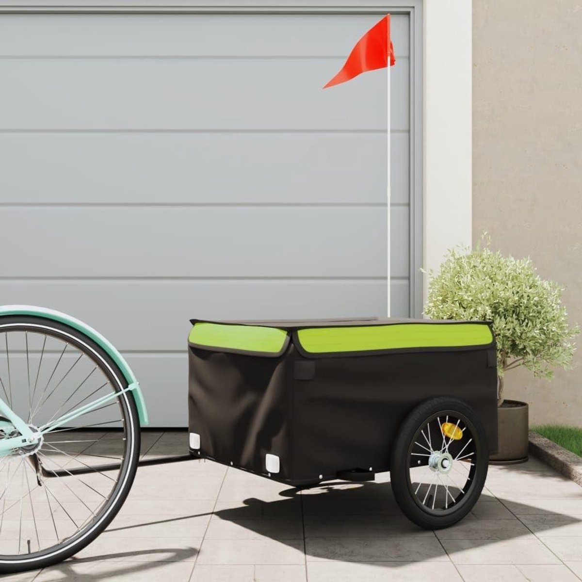 Fietskar - Aanhangwagen Trolley - Vervoer Zware Goederen - Robuust IJzeren Frame - 124 x 62.5 x 52 cm