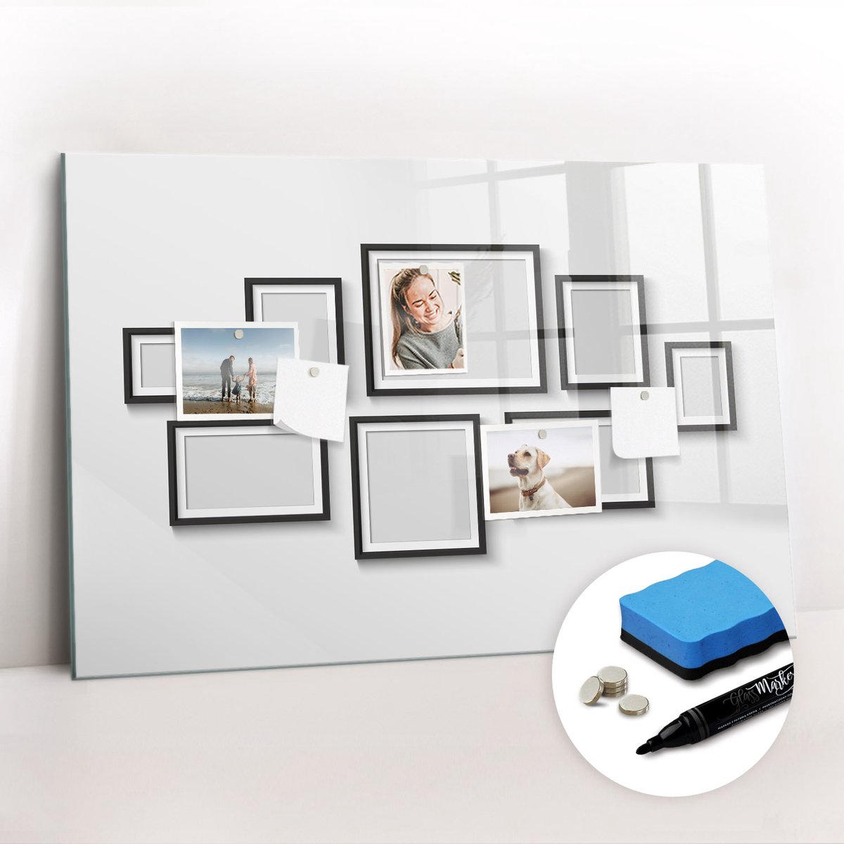 Tulup Whitebord - Zwart frame - 90 x 60 cm - Zwart Metalen magneetborden met lijst - Gratis 5 Sterke Magneten + Whiteboard Marker & Wisser - Minimalistisch Prikbord - Magneetbord Design - Notitiebord Werkplek