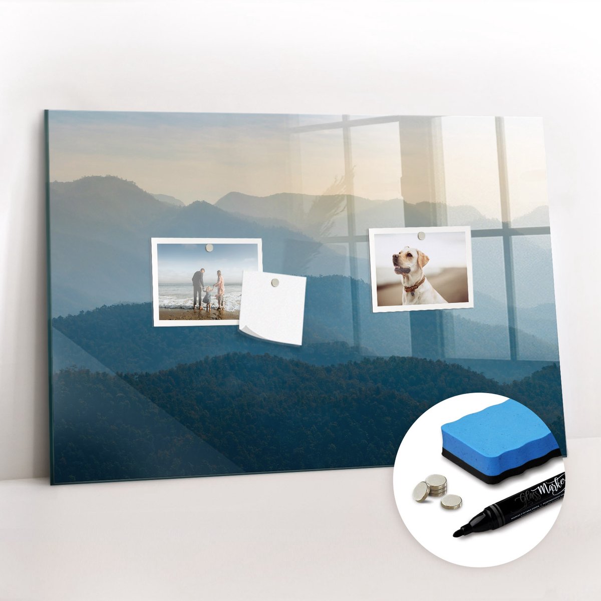 Tulup Whitebord - Abstract landschap - 60 x 40 cm - Veelkleurig Magnetisch Bord Kind - Gratis 5 Sterke Magneten + Whiteboard Marker & Wisser - Wanddecoratie Kantoor - Magneetbord Keuken - Productiviteit Tools