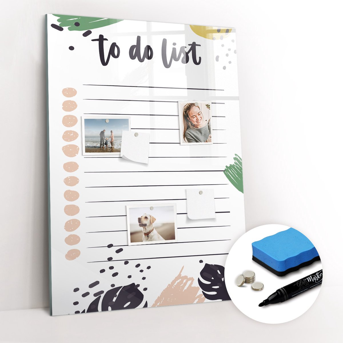 Tulup Whitebord - To-do notitieplanner - 70 x 100 cm - Veelkleurig Memo Bord - Gratis 5 Sterke Magneten + Whiteboard Marker & Wisser - Interieur Accessoires Kantoor - Magnetic Board - Ideeënbord Thuiswerkplek