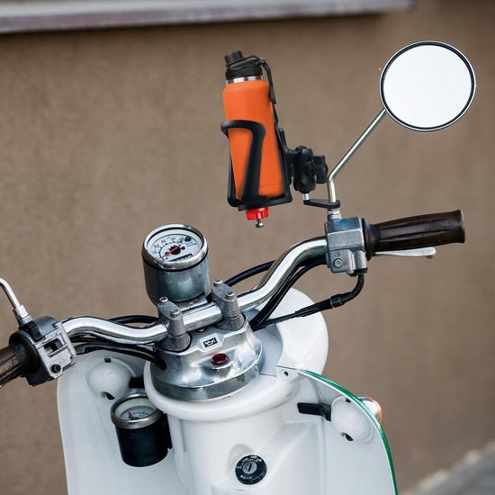 Universele bidonhouder voor fiets motorfiets scooter en kinderfiets / 360° verstelbare drinkfleshouder / snelmontage op stuur en frame / geschikt voor dagelijks gebruik en recreatief rijden / zwarte kunststof en aluminium accessoire — afbeelding 2