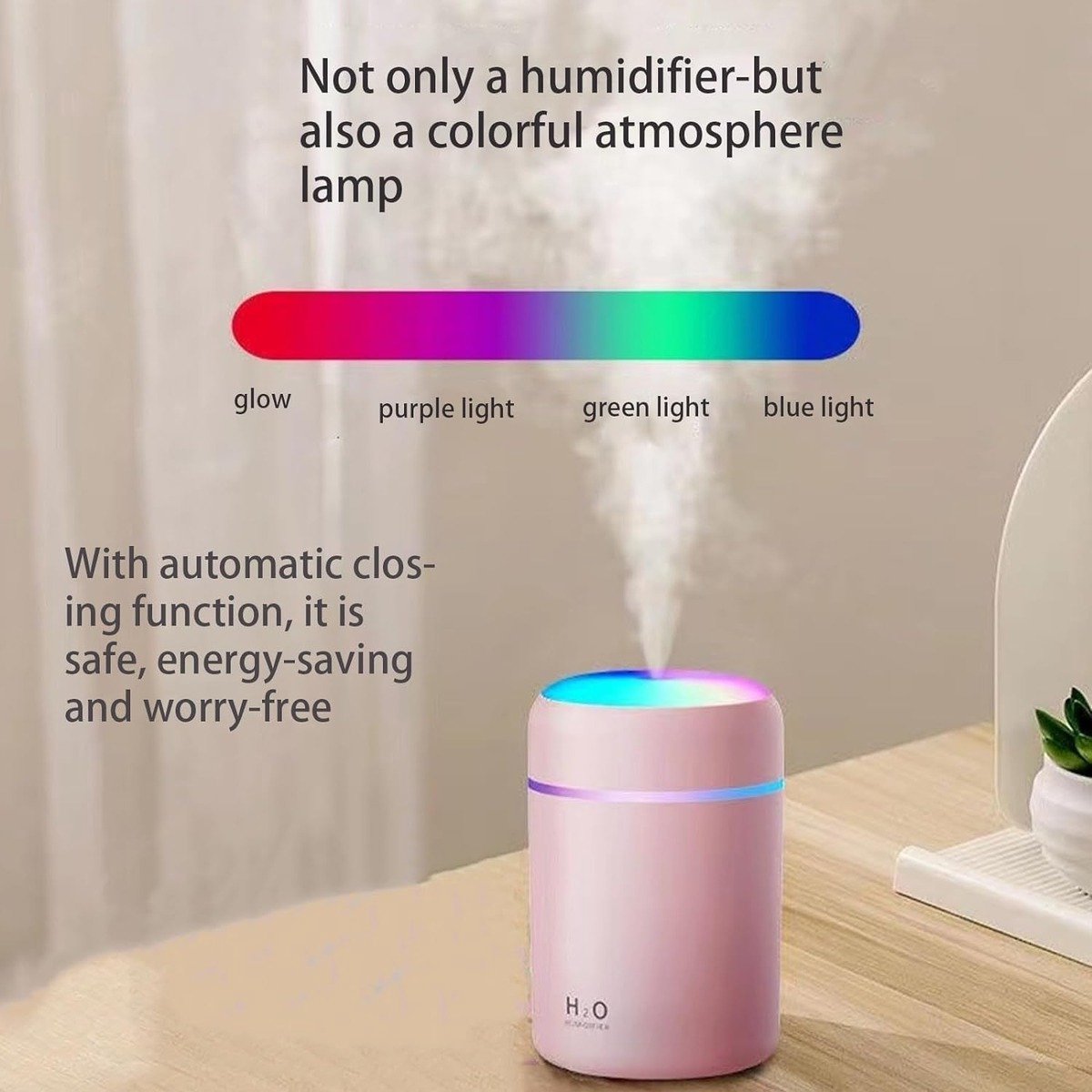 Mini Luchtbevochtiger Aroma Diffuser 300 ml Roze - Geurdiffuser Slaapkamer, Babykamer en Woonkamer - Geur Diffuser Geurverspreider Elektrisch voor Etherische Olie - Humidifier Vernevelaar Aromatherapie met LED Nachtlampje USB — cadeau in Wonen & Interieur - foto 4
