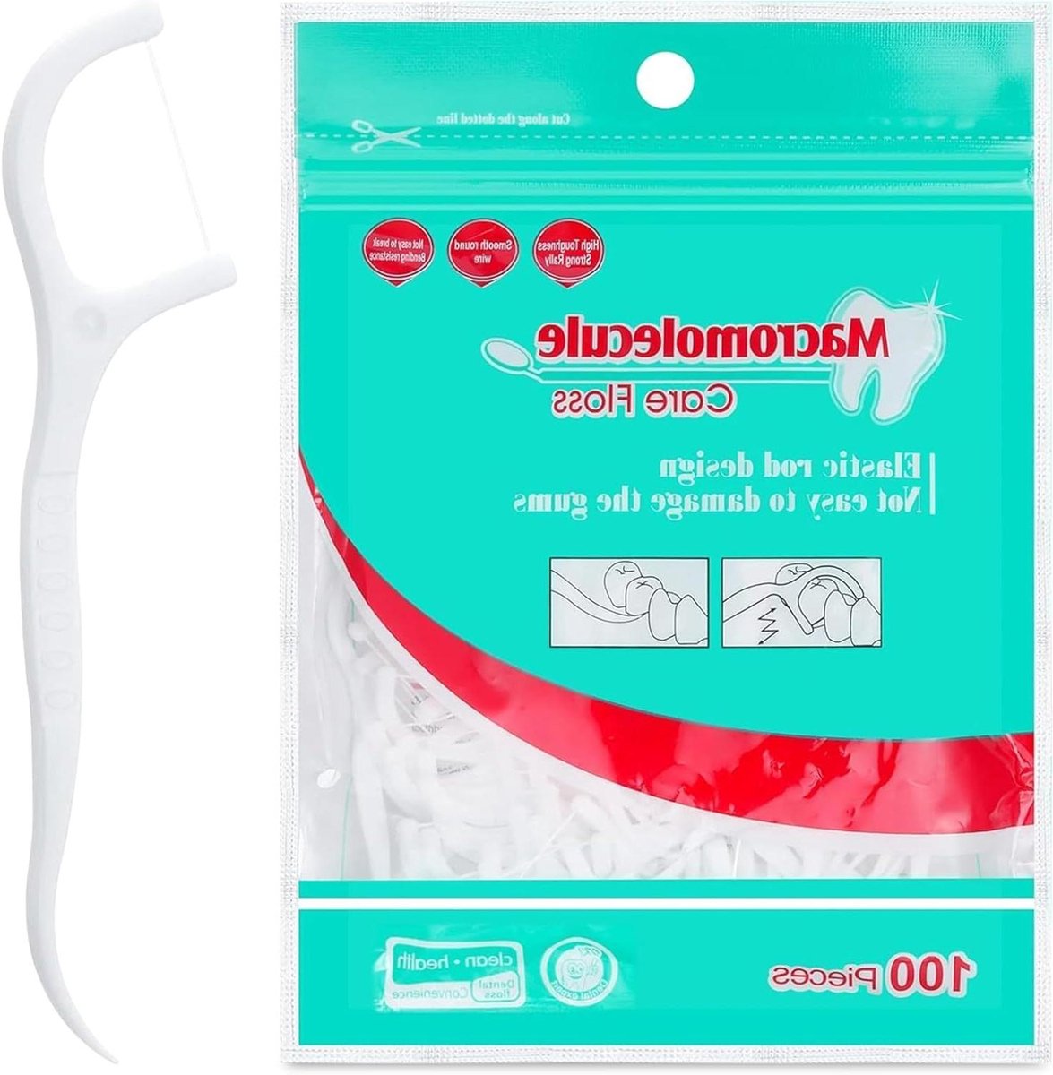 Tandzijde Plectrums - Flossers Mondhygiëne - Interdentale Reiniging - Hoge Sterkte Draad - 300 stuks - Wit