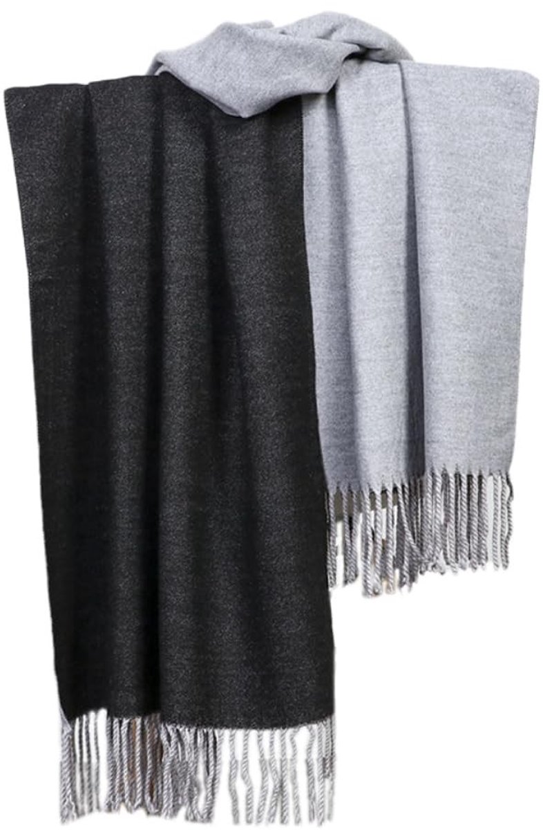Omgoods - Dubbelzijdige Cashmere Sjaal voor Dames met Franje