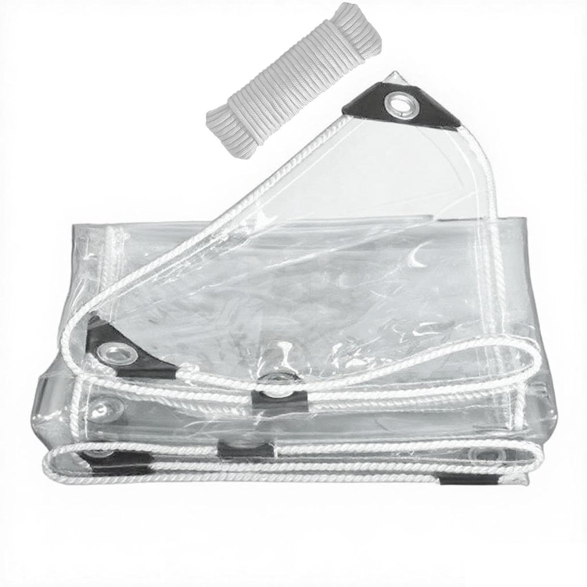 Omgoods- Afdekzeil Waterdicht - Transparant Dekzeil - 2x4 m - 420 g/m² - UV-bestendig - Ingestanste Ringen - Milieuvriendelijk PVC