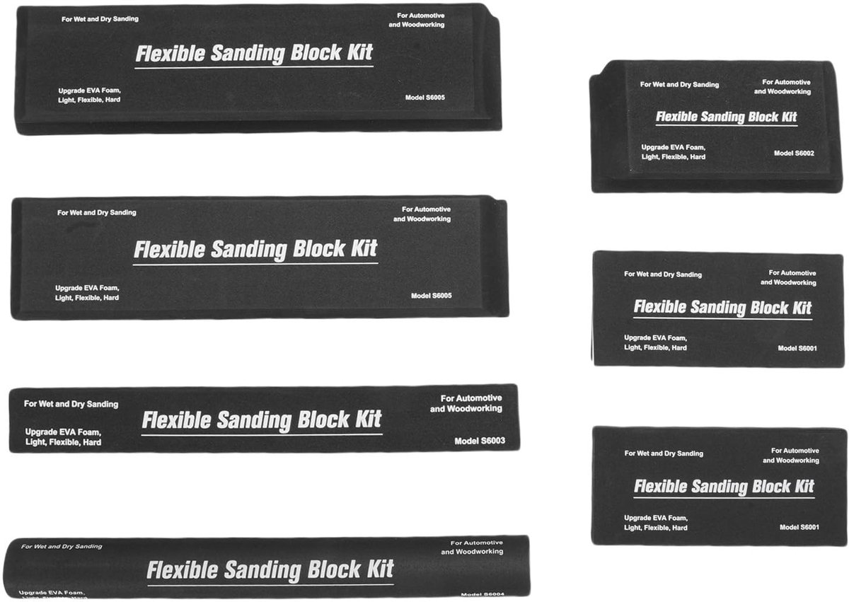Omgoods - Droog Nat Schuurblok Set - 7 Stuks Flexibele Schuurblokkit voor Houtbewerking