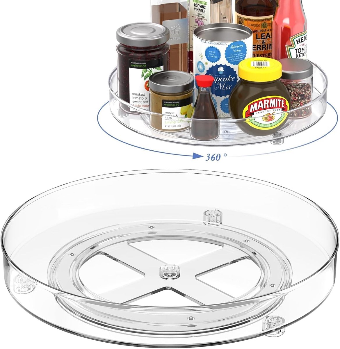 Omgoods - Draairack Organisator voor Keuken en Koelkast - Rotating Storage Tray 23.3 x 3.5cm