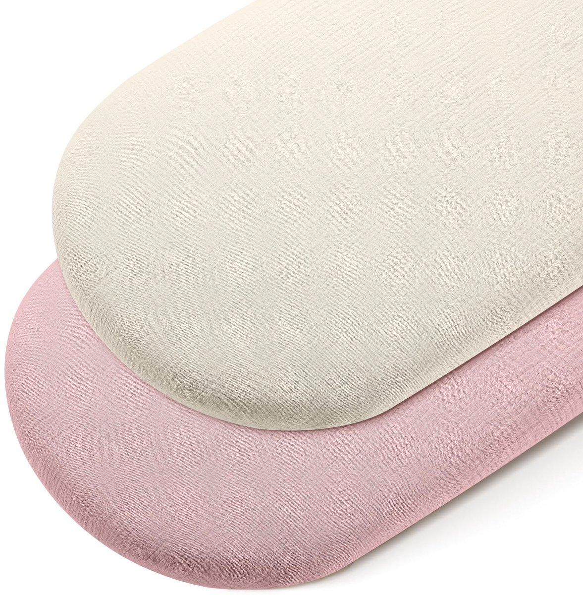 Omgoods - Set van 2 Fitted Sheets van 100% Mousseline Katoen voor Babybedje, 90x55cm