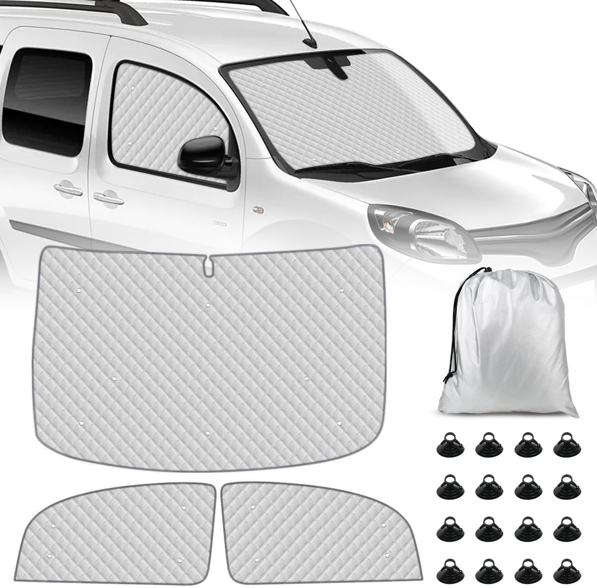 Omgoods - Vervangende Zonnescherm voor Renault Kangoo, 3-delige Set