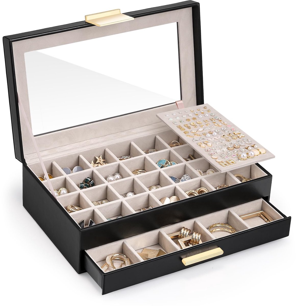 Omgoods - Grote Sieraden Organizer voor Oorbellen met 2 Lagen