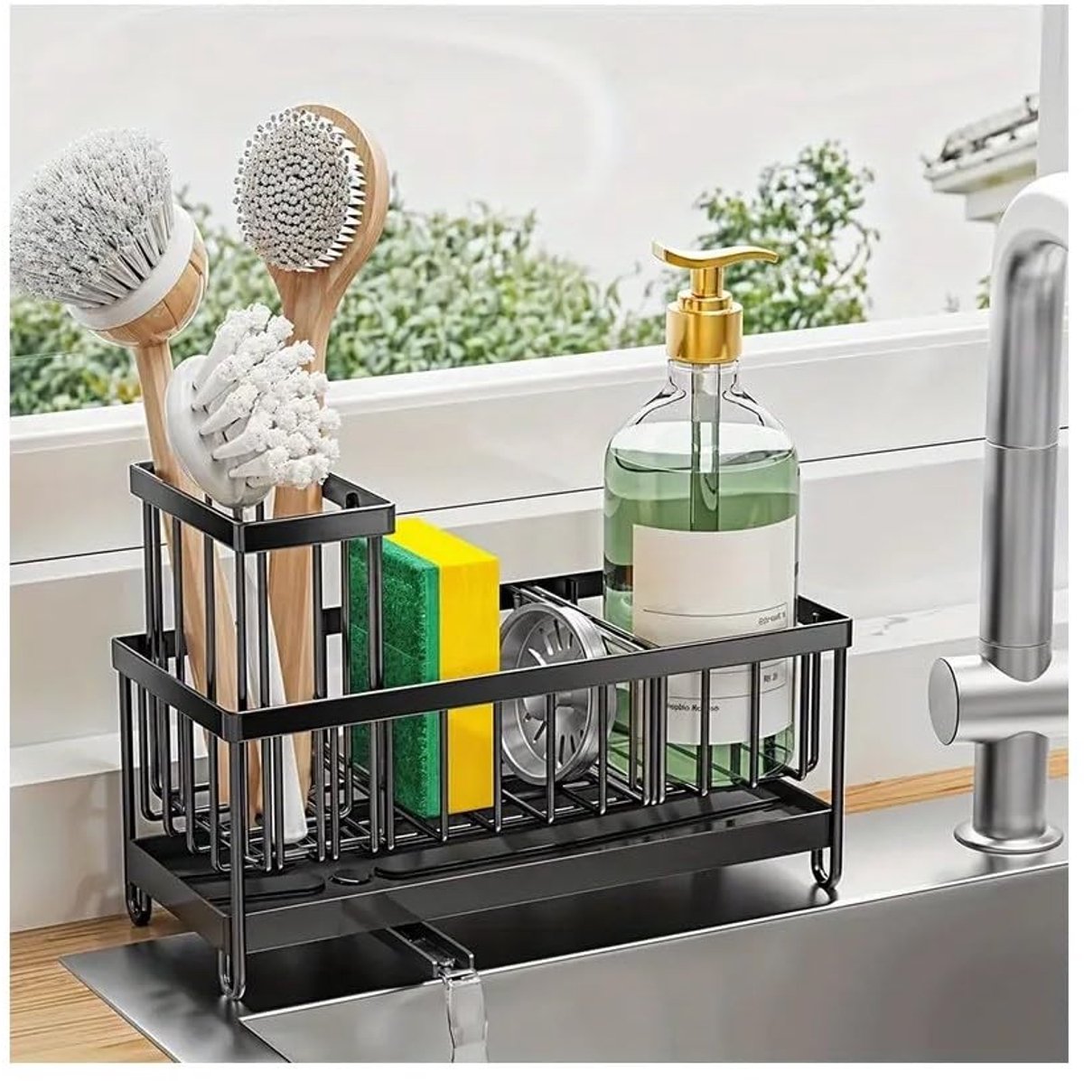 Omgoods - Countertop Caddy Organizer met Zelfdrainende Basis voor Keukenaccessoires