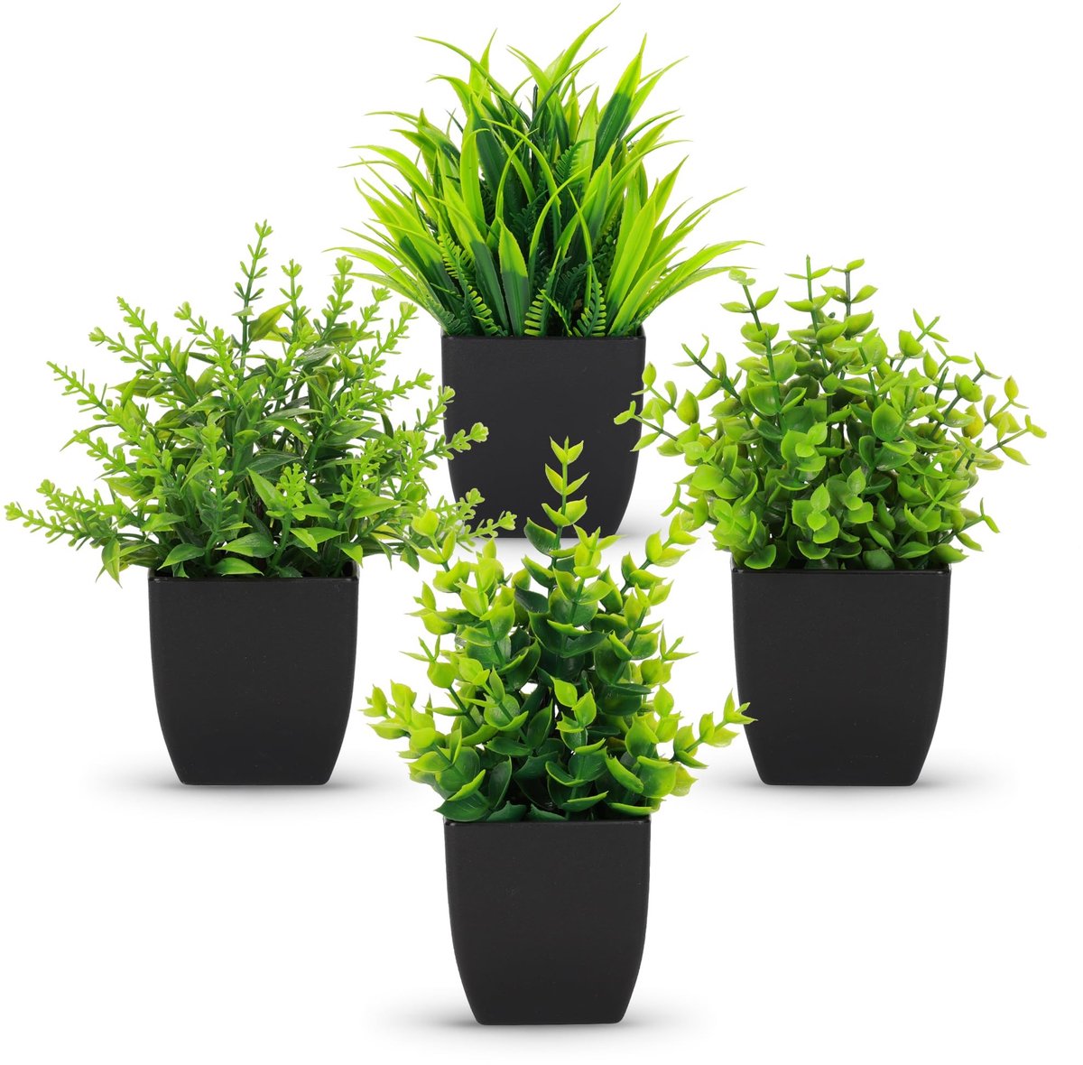 Omgoods - Set van 4 Kleine Kunstplanten voor Binnen en Badkamer