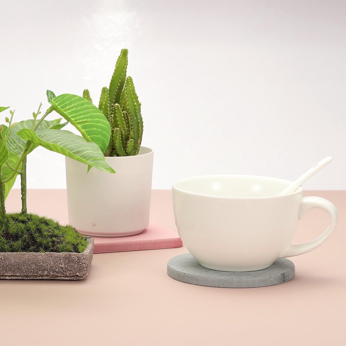Omgoods - Set van 6 Diatomeeënaarde Onderzetters 9,9 x 9,9 cm