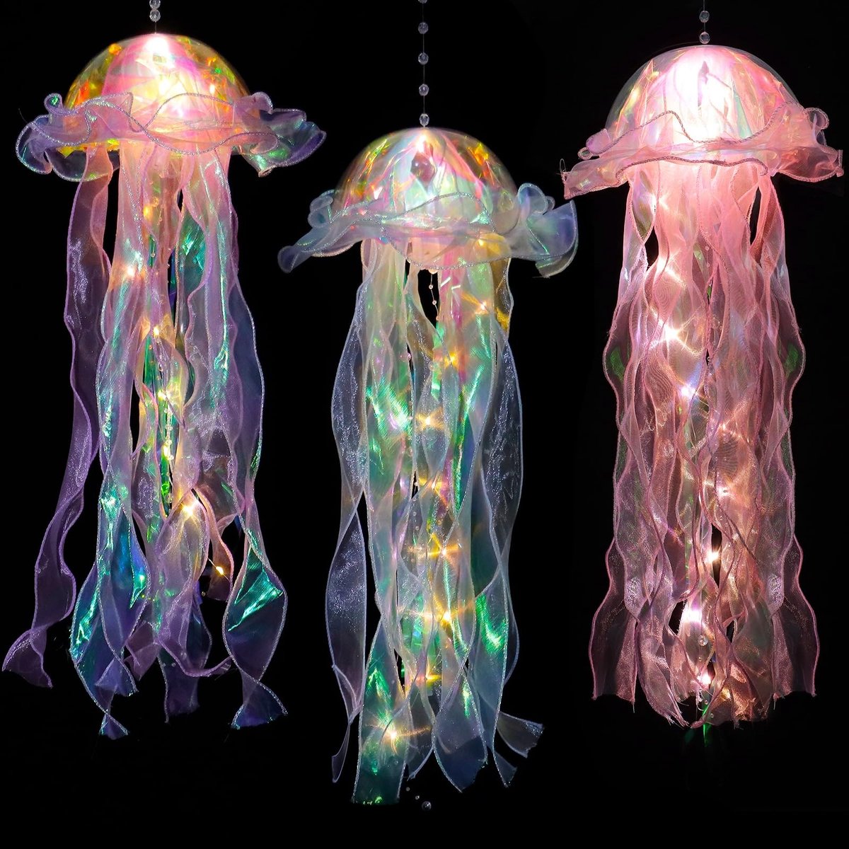 Omgoods - Set van 3 Drijvende Kwallenlampen voor Sfeerverlichting