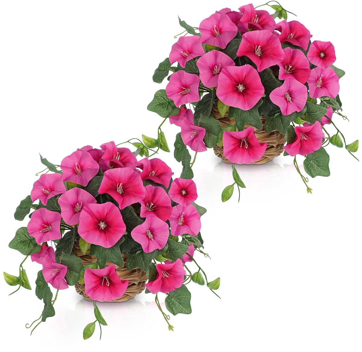 Omgoods - 2-delige Set Kunstbloemen in Pot - Kunstmatige Petunia en Trechterwinde