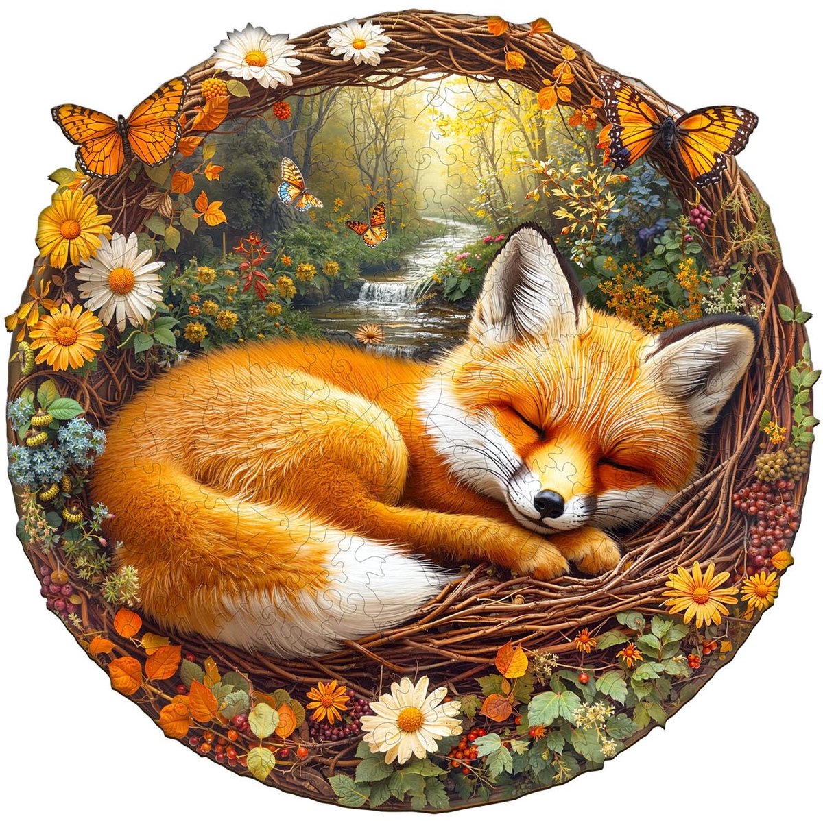 Omgoods - Premium 3D Houten Puzzel Lazy Little Fox - 200 Stukken
