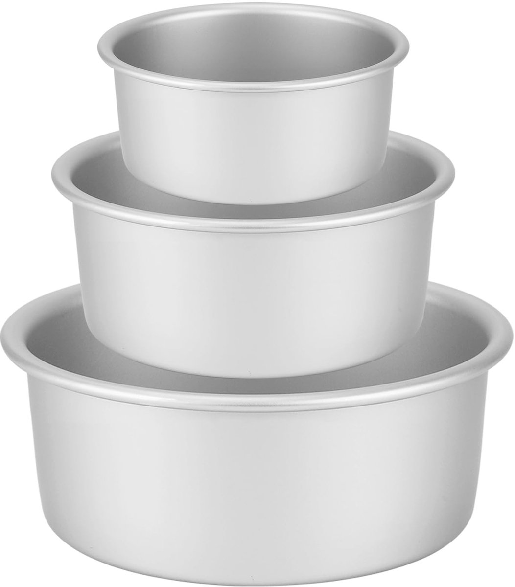 Omgoods - Professionele Ronde Bakvorm 3-Delig - Anodized Aluminium, Ø 15/20/26 cm