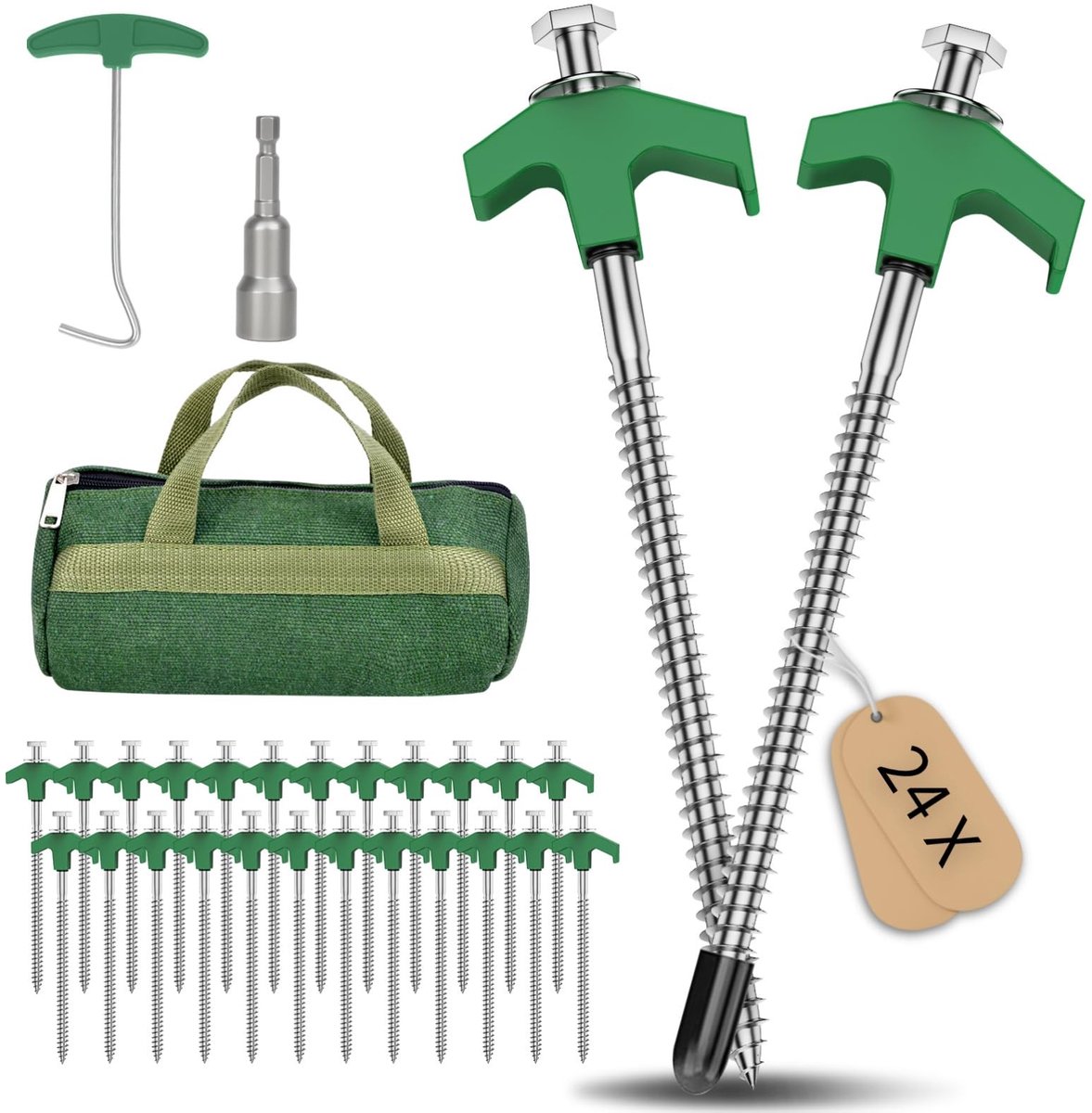 Omgoods - Set van 10 Tentpinnen voor Harde Bodem, 20 cm