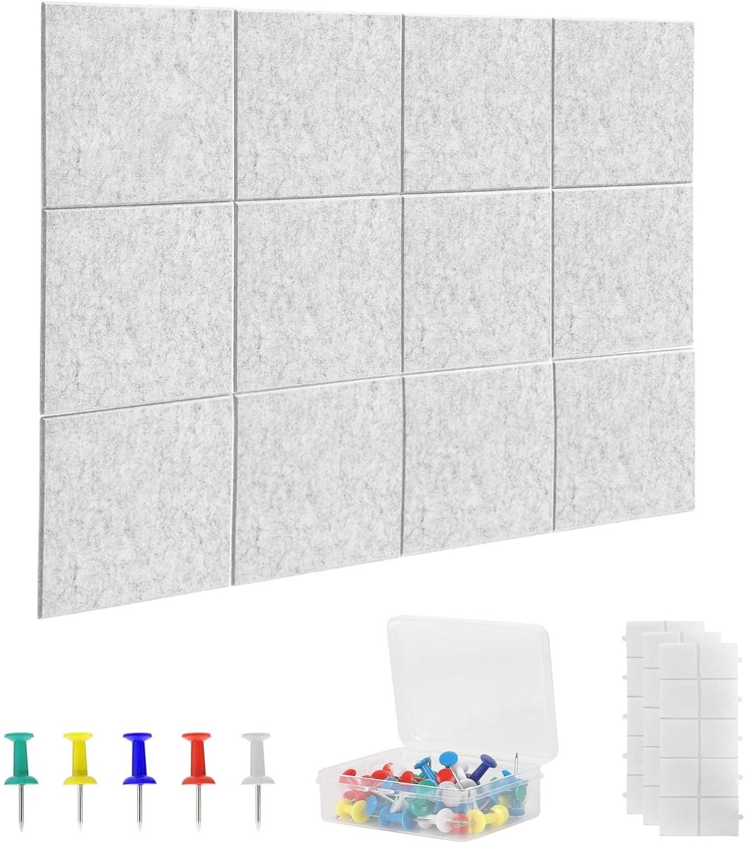 Omgoods - Grote Vilt Prikbord Lichtgrijs - 120 x 90 cm inclusief Korkplaten
