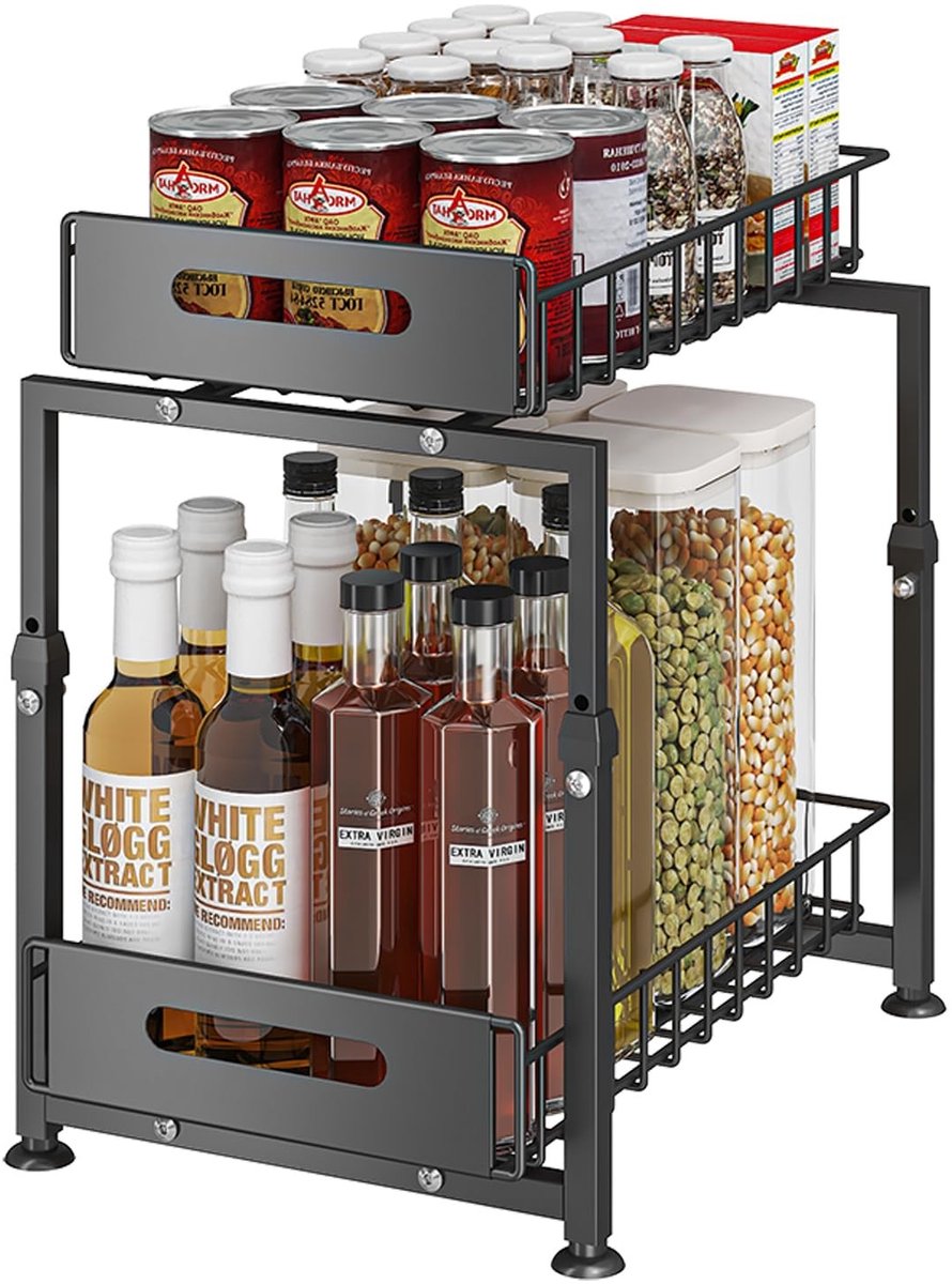 Omgoods - Onder-Zink Opberg Organizer - 2-Laags Uittrekbaar Keukenrek