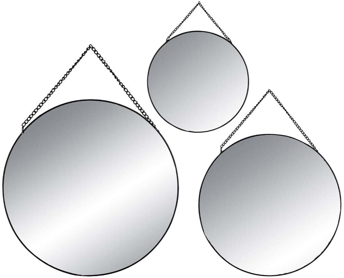 Omgoods - Set van 3 Decoratieve Ronde Spiegels