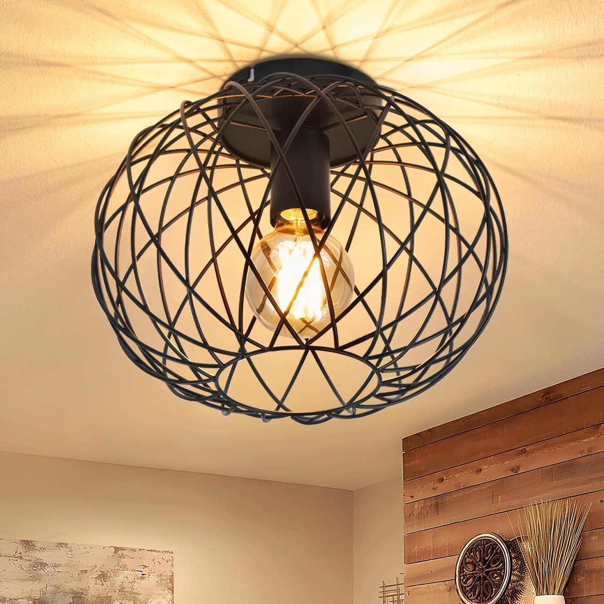 Omgoods - Vintage Stijl Plafondlamp met E27 Fitting